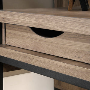 English Elm L-Shaped Desk In Rich Brown Finish - Versatile Home Office Solution With Smart Storage & Cable Management B356P402617