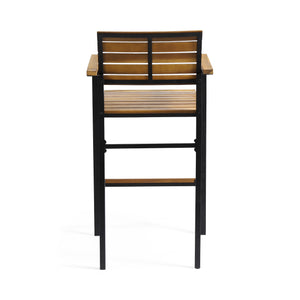 English Elm Christopher Knight Home® - BRAMPTON Industrial Acacia Wood Barstools Set of 2 — Teak Slatted Seats, Black Iron Legs, Outdoor Ready 68320.00WTC