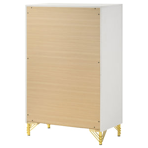 English Elm Chesney 5-Drawer Chest: Elegant White Storage Solution With Gold Accents For Modern Bedrooms B062P353272