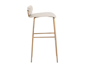 Sunpan LORELEI Barstool - Chic Dillon Cream Upholstered Seating with Gold Frame for Modern Dining Spaces 105701
