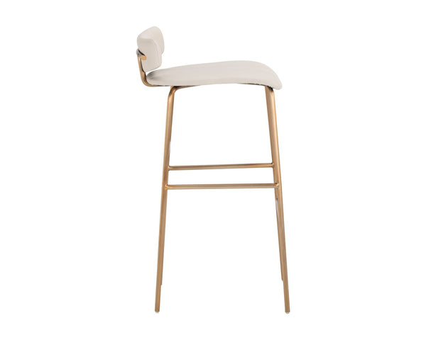 Sunpan LORELEI Barstool - Chic Dillon Cream Upholstered Seating with Gold Frame for Modern Dining Spaces 105701