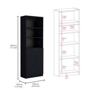 English Elm June 3 Piece Home Bookcase Set with 13 Shelves & Two-Door Cabinet, Modern Durable Storage Solution Black 41 L x 28 W x 5 H B070S00287