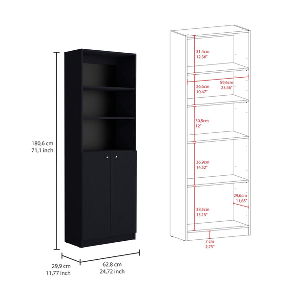 English Elm June 3 Piece Home Bookcase Set with 13 Shelves & Two-Door Cabinet, Modern Durable Storage Solution Black 41 L x 28 W x 5 H B070S00287