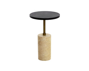 Sunpan SALDO Sculptural End Table - Industrial Chic Accent Piece with Concrete & Travertine Finish for Any Space 112582