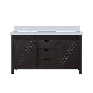 English Elm Brown Double Bath Vanity With White Quartz Countertop - Stylish Storage & Soft-Close Design 60" W B2731P260047
