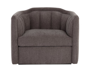 Sunpan Birrit Swivel Armchair - Luxurious Comfort with Durable Performance Fabric and Sleek Wooden Base Alaska Hedgehog Brown