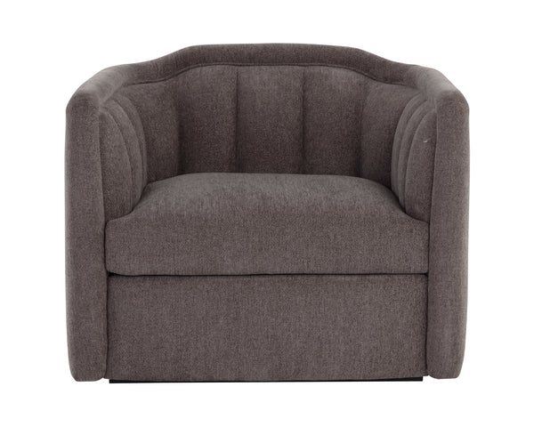 Sunpan Birrit Swivel Armchair - Luxurious Comfort with Durable Performance Fabric and Sleek Wooden Base Alaska Hedgehog Brown