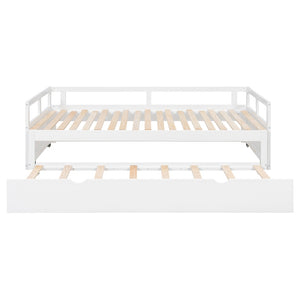 English Elm Extending Twin Daybed with Pull Out Trundle Solid Pine Wood Frame Guest Room N708P336535K