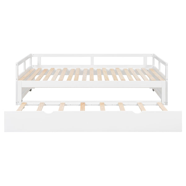 English Elm Extending Twin Daybed with Pull Out Trundle Solid Pine Wood Frame Guest Room N708P336535K