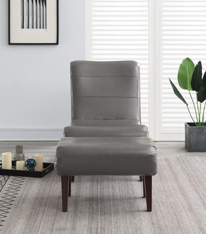 OSP Home Furnishings Hawkins Lounger with Ottoman Pewter