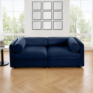English Elm Stylish Blue Chenille 2-Seater Sofa With Hidden Storage, Modern Design & Ergonomic Comfort For Small Spaces W714S01046-GIGA