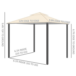 English Elm Outsunny 10' X 12' Double Roof Patio Gazebo With Mesh Netting, Durable Metal Frame For Outdoor Comfort W2225P174165-GIGA