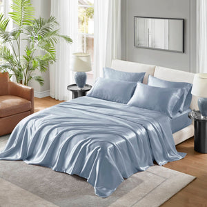 English Elm Satin Luxury Sheet Set Full - Silky Smooth, Easy Care Bedding With Deep Pocket For Ultimate Comfort B035P294191-GIGA