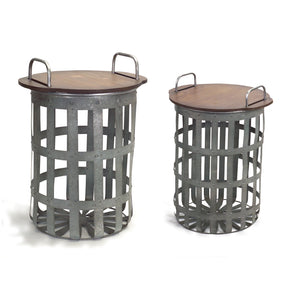 Homeroots Set Of Two 16" Grey And Brown Round End Tables   518008