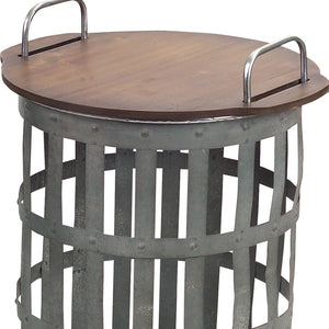 Homeroots Set Of Two 16" Grey And Brown Round End Tables   518008