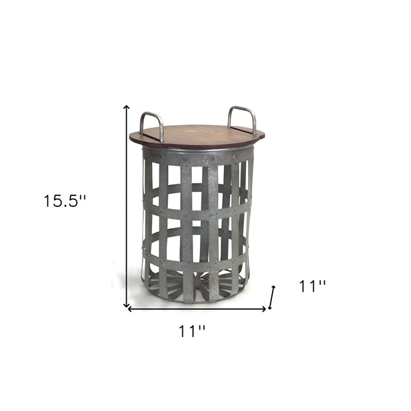 Homeroots Set Of Two 16" Grey And Brown Round End Tables   518008