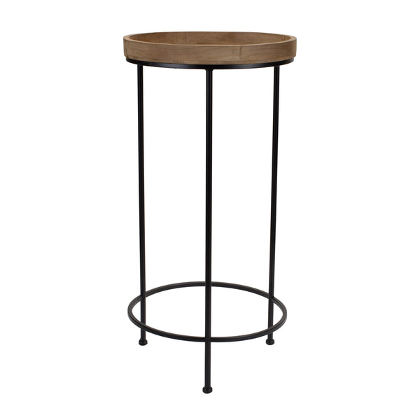 Homeroots Set Of Three 29" Black And Brown Round End Tables   518014
