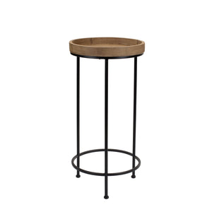 Homeroots Set Of Three 29" Black And Brown Round End Tables   518014