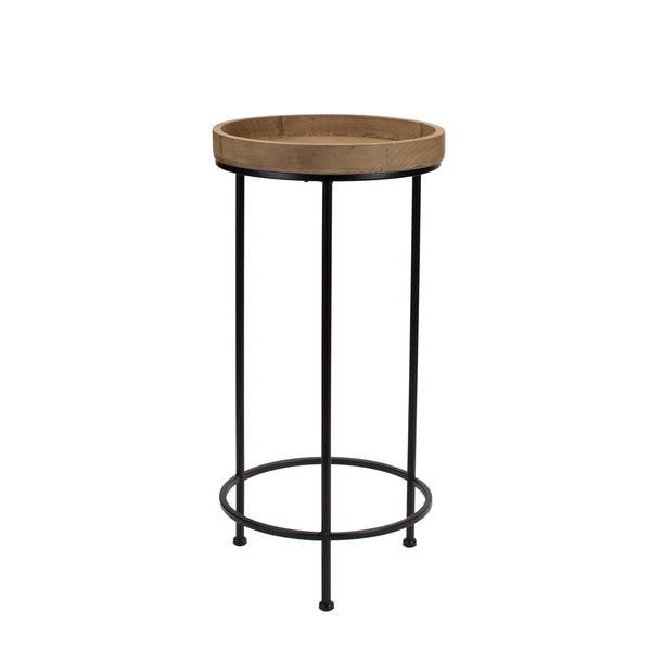 Homeroots Set Of Three 29" Black And Brown Round End Tables   518014