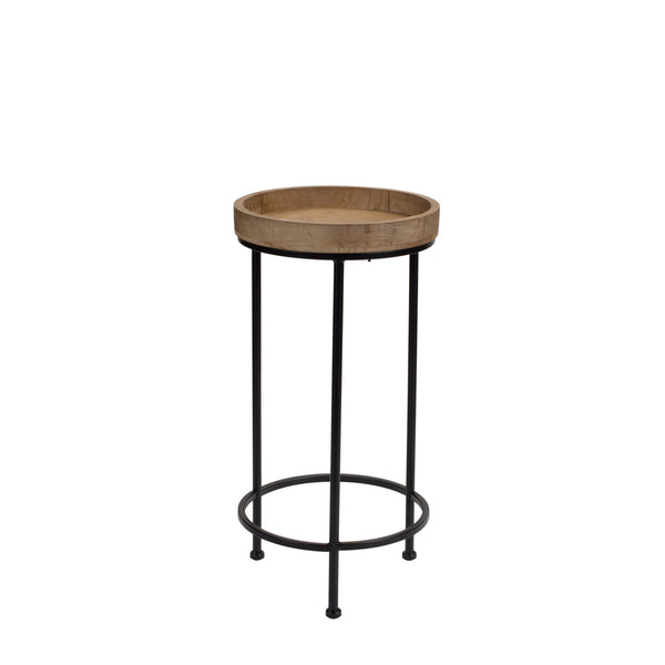 Homeroots Set Of Three 29" Black And Brown Round End Tables   518014