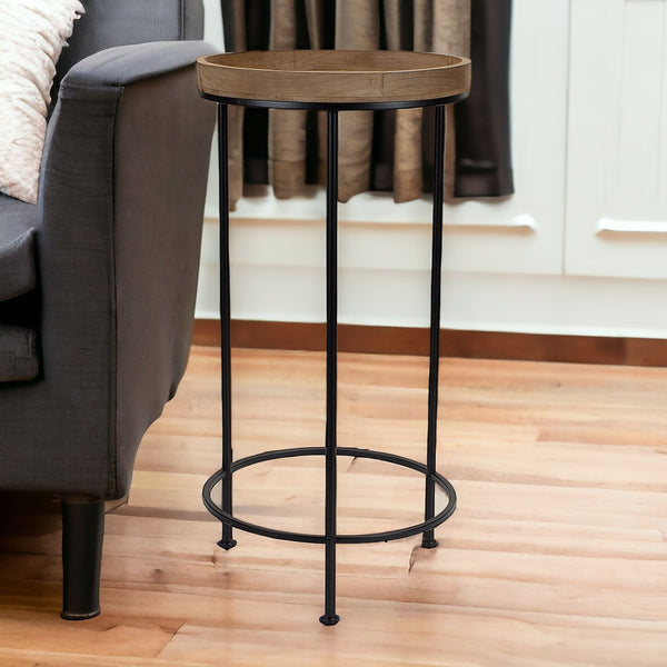 Homeroots Set Of Three 29" Black And Brown Round End Tables   518014