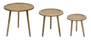 Homeroots Set Of Three 24" Brown Round End Tables   518015