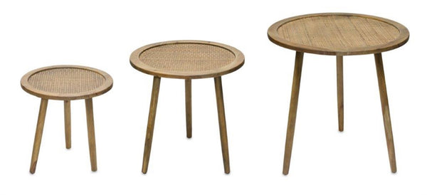 Homeroots Set Of Three 24" Brown Round End Tables   518015