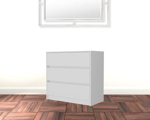 Homeroots 33" White Manufactured Wood Three Drawer No Handles Dresser  Manufactured Wood 518024