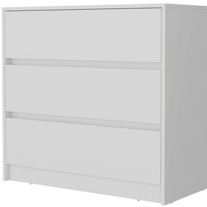 HomeRoots 33" Contemporary Three Drawer Dresser for Small Spaces - Versatile Storage Solution for Any Room White 518024