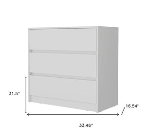 HomeRoots 33" Contemporary Three Drawer Dresser for Small Spaces - Versatile Storage Solution for Any Room White 518024