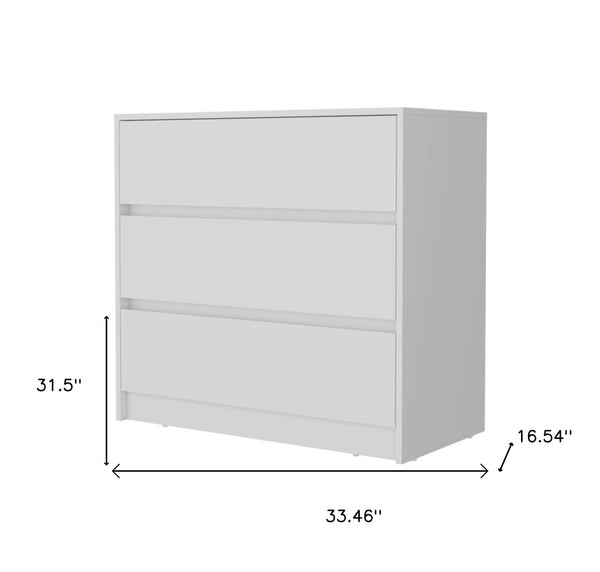HomeRoots 33" Contemporary Three Drawer Dresser for Small Spaces - Versatile Storage Solution for Any Room White 518024