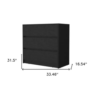 HomeRoots 33" Contemporary Three Drawer Dresser for Small Spaces - Versatile Storage Solution for Any Room Black 518025