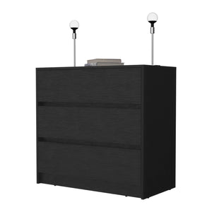 Homeroots 33" Black Manufactured Wood Three Drawer No Handles Dresser  Manufactured Wood 518025