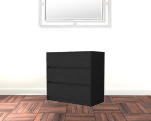 Homeroots 33" Black Manufactured Wood Three Drawer No Handles Dresser  Manufactured Wood 518025