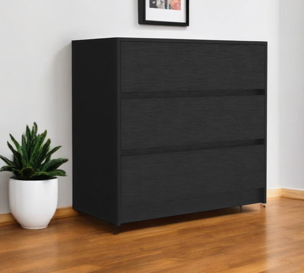 HomeRoots 33" Contemporary Three Drawer Dresser for Small Spaces - Versatile Storage Solution for Any Room Black 518025