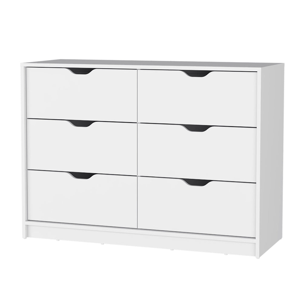 Homeroots 42" White Manufactured Wood Six Drawer Modern Dresser  Manufactured Wood 518026