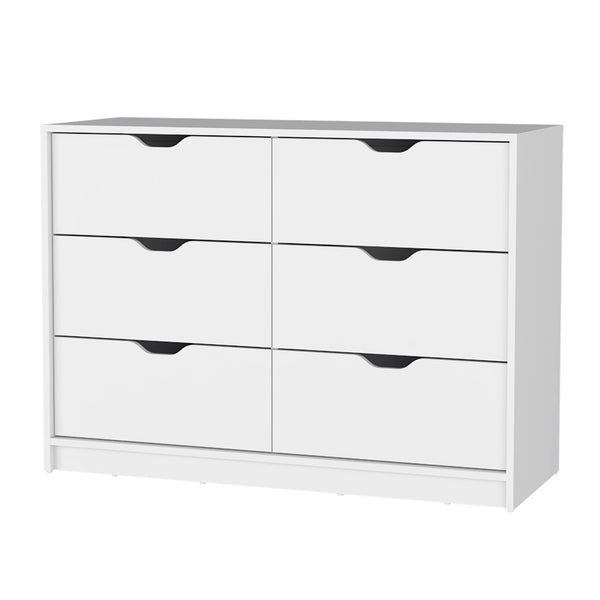Homeroots 42" White Manufactured Wood Six Drawer Modern Dresser  Manufactured Wood 518026