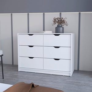 Homeroots 42" White Manufactured Wood Six Drawer Modern Dresser  Manufactured Wood 518026