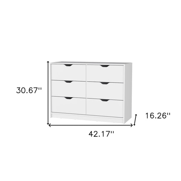 HomeRoots 42" White Six Drawer Dresser - Sleek Storage Solution for Modern Spaces, Perfect for Any Room Décor 6 518026