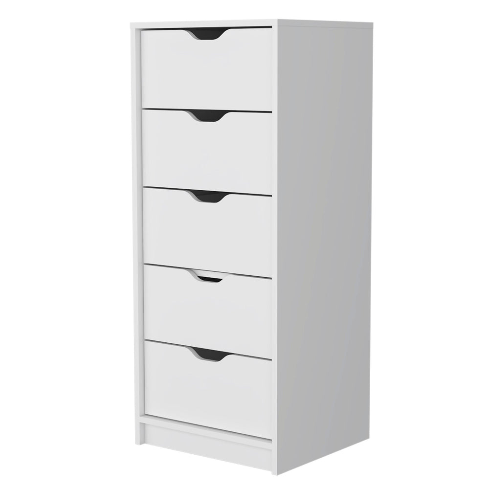 Homeroots 18" White Manufactured Wood Five Drawer Narrow Dresser  Manufactured Wood 518027