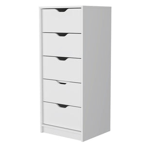 Homeroots 18" White Manufactured Wood Five Drawer Narrow Dresser  Manufactured Wood 518027