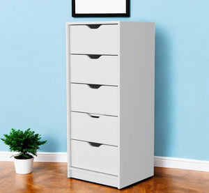 HomeRoots 18" Five Drawer Dresser - Sleek, Space-Saving Storage Solution for Any Room with Modern Style White 518027