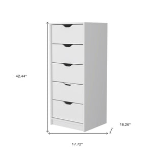 HomeRoots 18" Five Drawer Dresser - Sleek, Space-Saving Storage Solution for Any Room with Modern Style White 518027