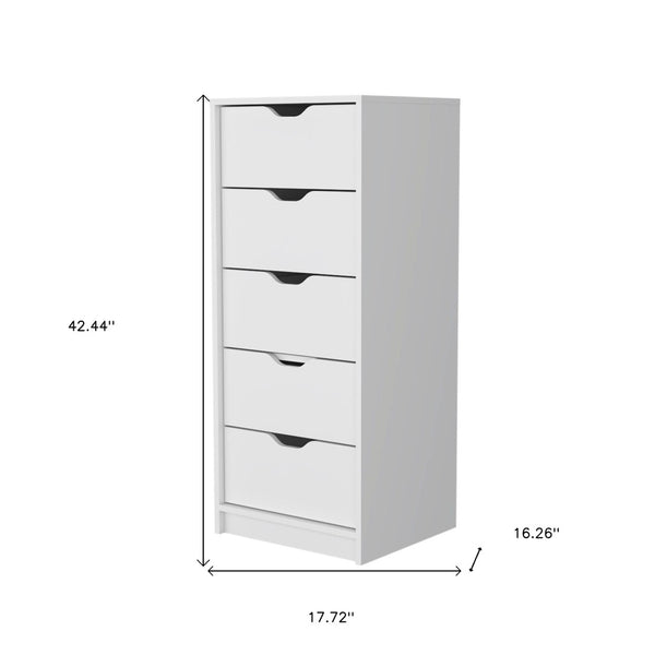 HomeRoots 18" Five Drawer Dresser - Sleek, Space-Saving Storage Solution for Any Room with Modern Style White 518027