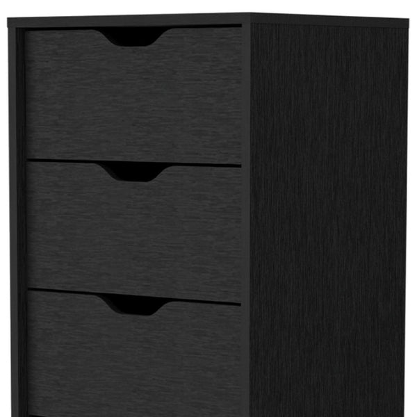 HomeRoots 18" Five Drawer Dresser - Sleek, Space-Saving Storage Solution for Any Room with Modern Style Black 518028