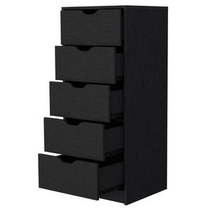 Homeroots 18" Black Manufactured Wood Five Drawer Narrow Dresser  Manufactured Wood 518028