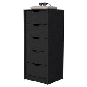 Homeroots 18" Black Manufactured Wood Five Drawer Narrow Dresser  Manufactured Wood 518028