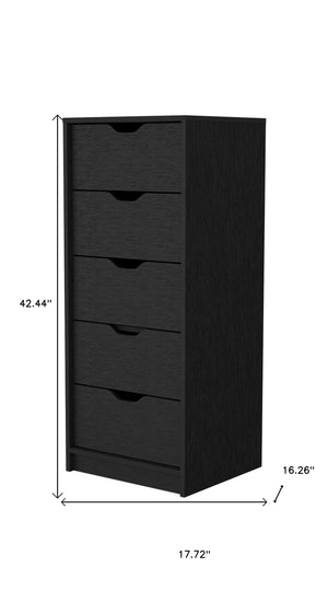 HomeRoots 18" Five Drawer Dresser - Sleek, Space-Saving Storage Solution for Any Room with Modern Style Black 518028