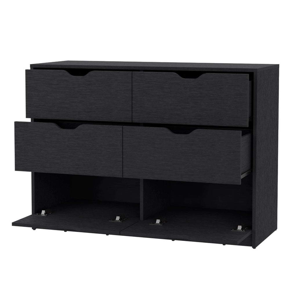 Homeroots 42" Black Manufactured Wood Six Drawer Modern Dresser  Manufactured Wood 518029