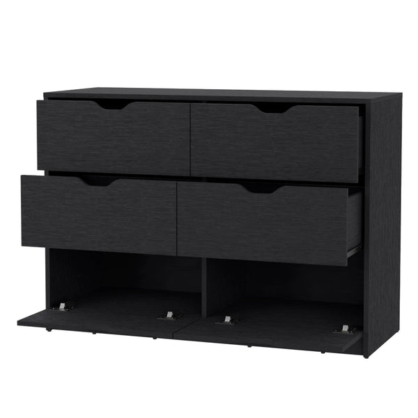 Homeroots 42" Black Manufactured Wood Six Drawer Modern Dresser  Manufactured Wood 518029